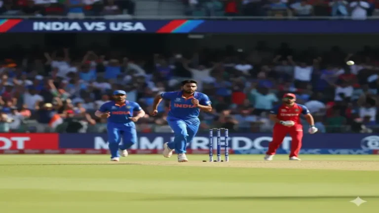 ICC U19 World Cup 2026 में भारत बनाम अमेरिका मैच का ऑन-फील्ड एक्शन