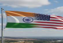 अमेरिकी हाउस पैनल 10 दिसंबर को भारत–अमेरिका रणनीतिक संबंधों की करेगी व्यापक समीक्षा भारत और अमेरिका के संयुक्त झंडे का चित्र, जो हवा में लहरा रहा है।