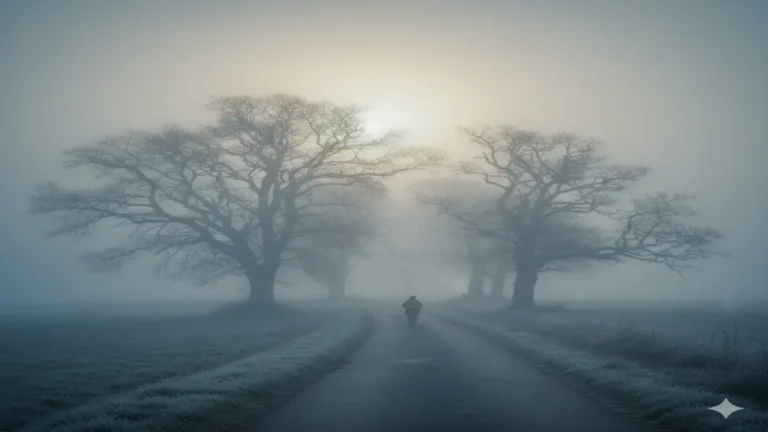 घने कोहरे से ढकी सड़क पर चलते व्यक्ति, बिहार में कड़ाके की ठंड और शीतलहर का असर