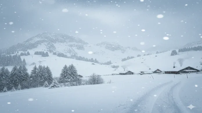 अफगानिस्तान के पहाड़ी इलाके में भारी बर्फबारी के बाद बर्फ से ढके घर और बंद सड़कें